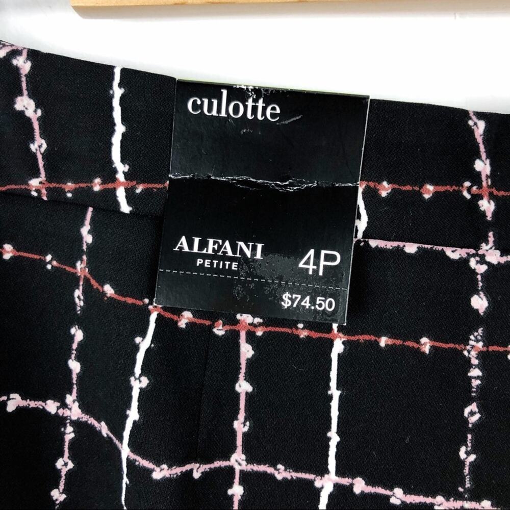 Alfani Art Blossom Checkered Culotte Pants Size 4P - Picture 10 of 15
